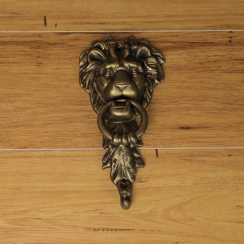 Zeckos 10 Inch High Bronze Finish Cast Iron Lion Head Vintage Style Door Knocker - Easy to Install - A Classic Elegant Statement Piece for Your Front Entryway - Image 5