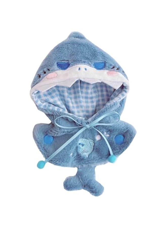 Arabest 10cm-15cm Plush Doll Clothes Shark Puppy Bunny Cape Compatible with 17cm Labubu Doll (Blue)  - Image 1