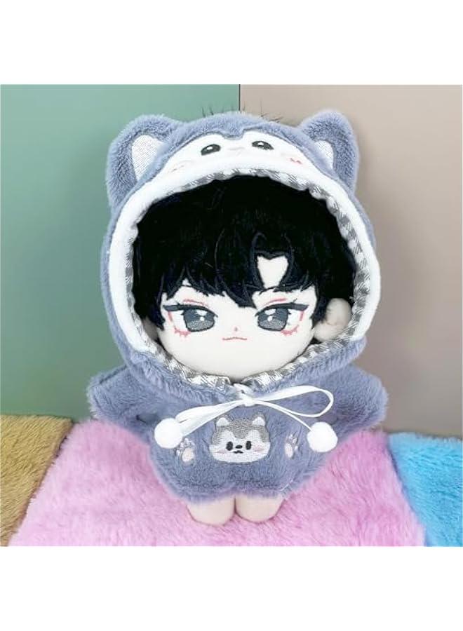 Arabest 10cm-15cm Plush Doll Clothes Shark Puppy Bunny Cape Compatible with 17cm Labubu Doll (Blue)  - Image 3