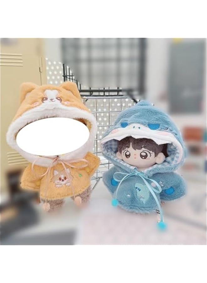 Arabest 10cm-15cm Plush Doll Clothes Shark Puppy Bunny Cape Compatible with 17cm Labubu Doll (Blue)  - Image 5