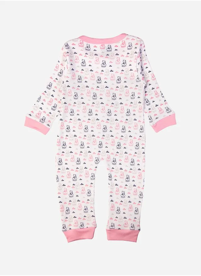 Babies Basic Cat Print Long Sleeves Sleepsuit