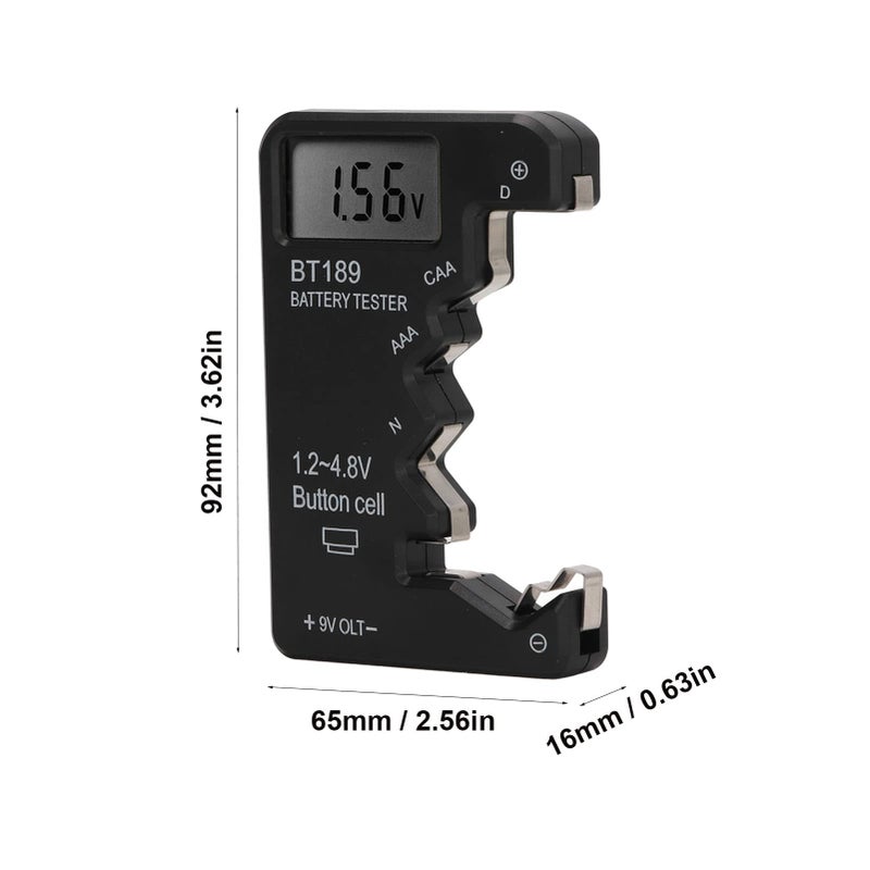 اختبار البطاريات الرقمي بشاشة LCD لبطاريات AA و AAA و 9V و 1.5V و 3V باللون الأسود - Image 3
