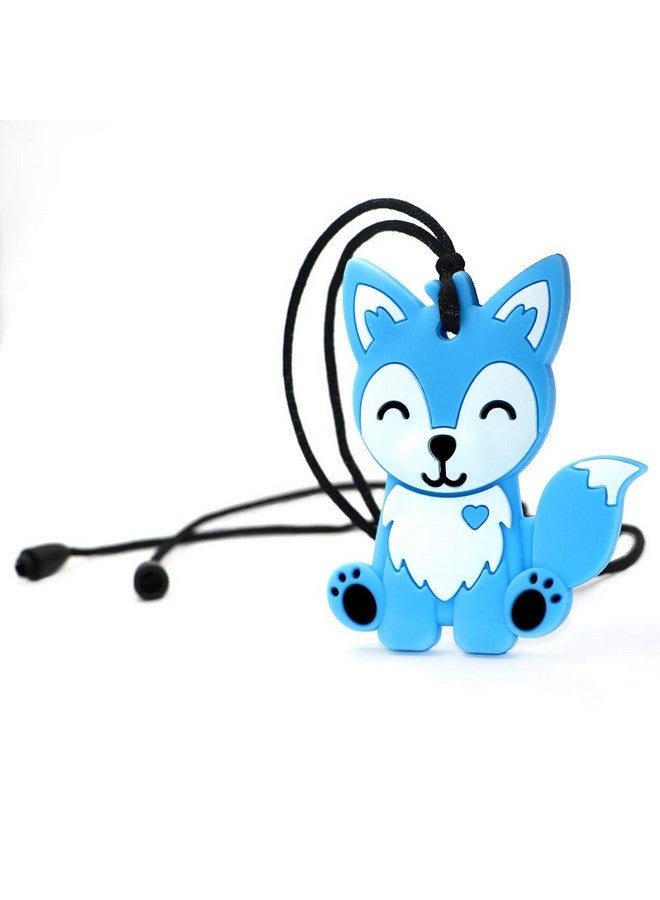 LeeYean Sensory Chew Necklaces for Kids, Boys, and Girls - 2 Pack Fox Silicone Chewy Toys for Autism, ADHD, SPD, Chewy Oral Motor Chewing Toy for Adults Blue&Grey - Image 3
