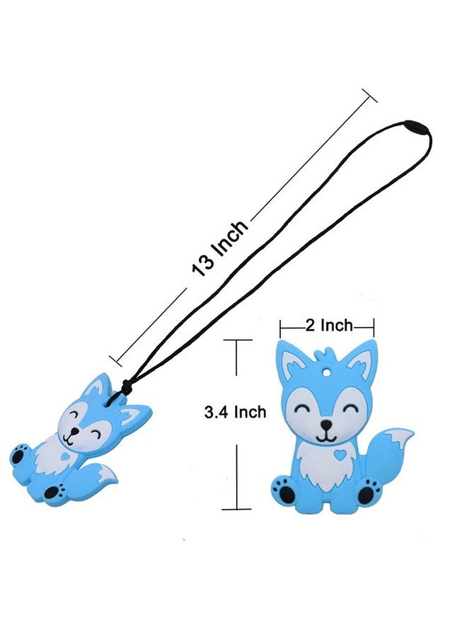 LeeYean Sensory Chew Necklaces for Kids, Boys, and Girls - 2 Pack Fox Silicone Chewy Toys for Autism, ADHD, SPD, Chewy Oral Motor Chewing Toy for Adults Blue&Grey - Image 4