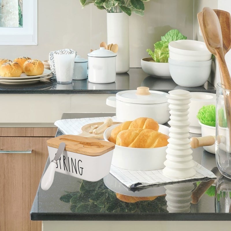 🍳 حامل سيراميك متين لوحات الزبدة للاستخدام في المطبخ يحافظ على طعام طازج - Image 2