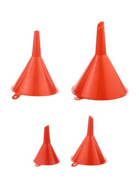 Plastic Funnels - 4 Piece - Multi-Size Easy Pouring Funnel Set with Leak-Proof Tapered Spout for Oil, Gas, and Fluids - Ideal for Kitchen, Garage, Workshop, and Automotive Use