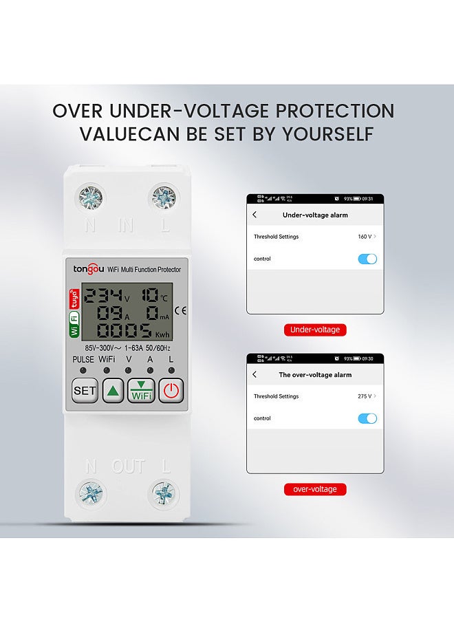 tongou Tuya WiFi Intelligent Energy Meter with Metering Voltage Power Electricity Monitoring Leakage Protector 63A AC85-300V  - Image 2