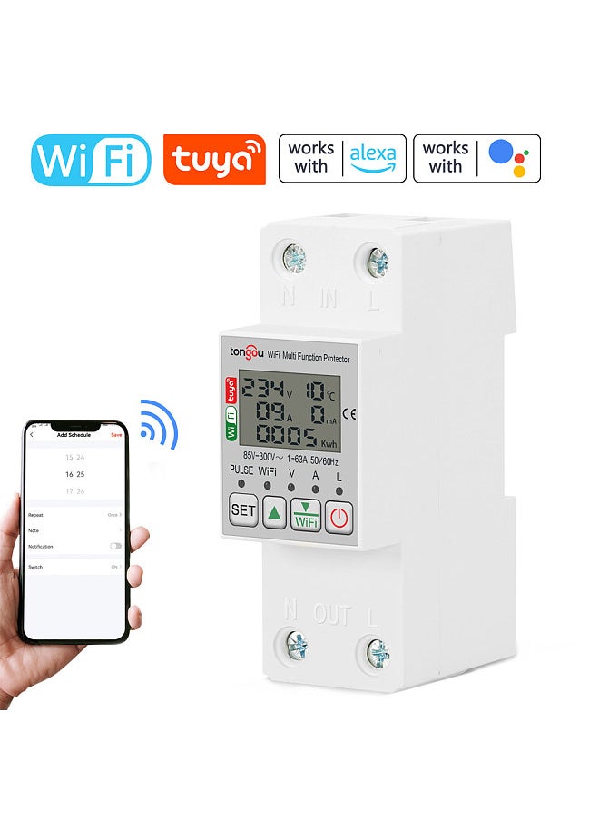 tongou Tuya WiFi Intelligent Energy Meter with Metering Voltage Power Electricity Monitoring Leakage Protector 63A AC85-300V  - Image 1