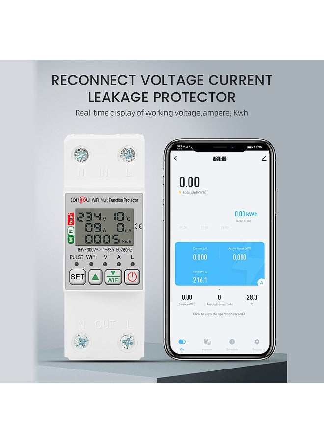 tongou Tuya WiFi Intelligent Energy Meter with Metering Voltage Power Electricity Monitoring Leakage Protector 63A AC85-300V  - Image 3