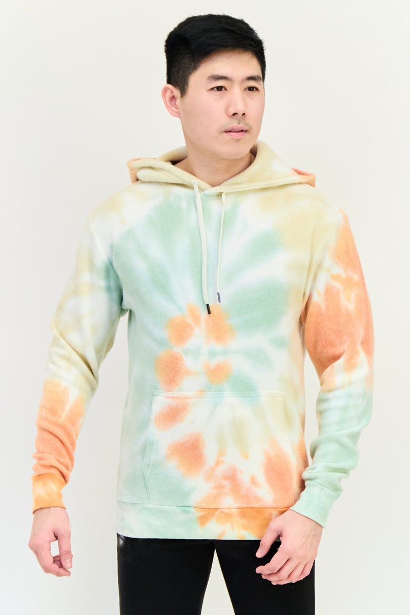 Feat Men Tie Dye Fleece Hooded Sweatshirt, Multicolor - Image 1