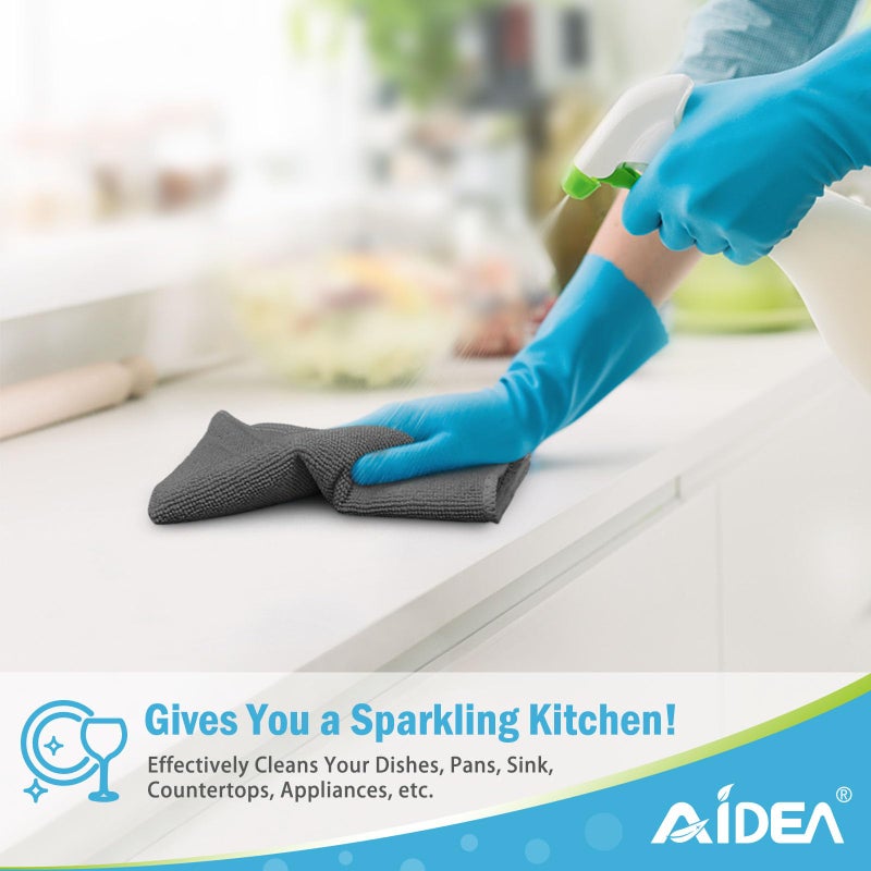 AIDEA Microfiber Cleaning Cloth-12PK, Soft Microfiber Towels for Cars, Absorbent Cleaning Rags, Lint-Free Streak-Free Wash Cloths for House, Kitchen, Window(12in.x12in), Grey - Image 5