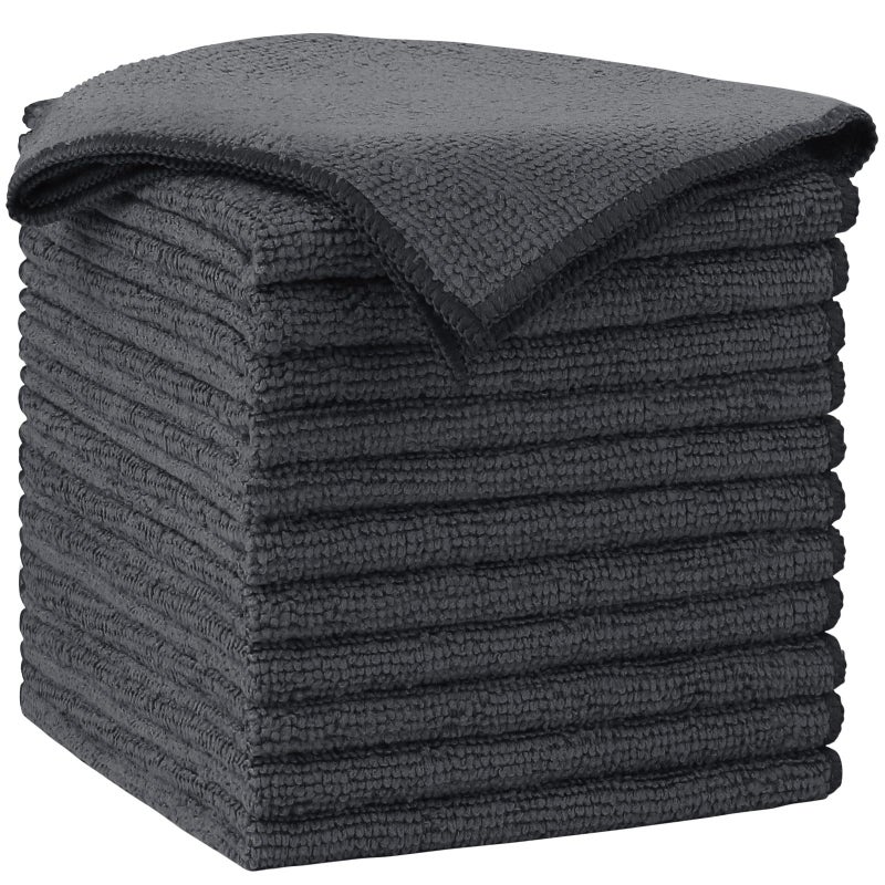 AIDEA Microfiber Cleaning Cloth-12PK, Soft Microfiber Towels for Cars, Absorbent Cleaning Rags, Lint-Free Streak-Free Wash Cloths for House, Kitchen, Window(12in.x12in), Grey - Image 1