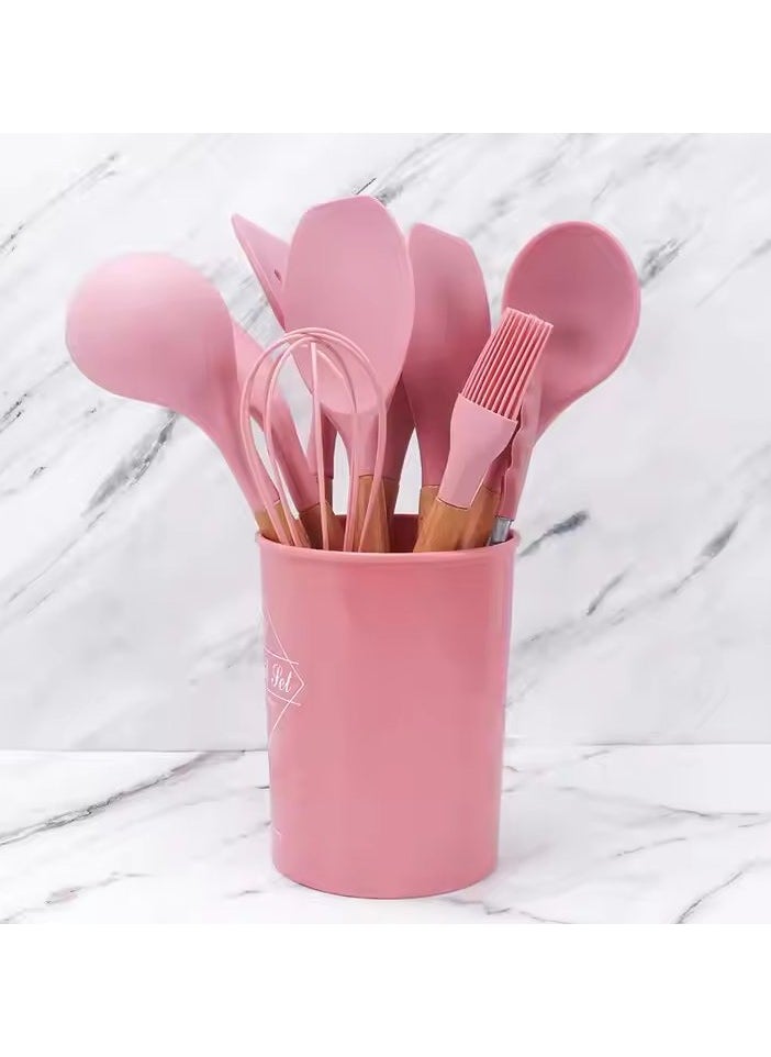 VIO 12Pcs Kitchen Utensil Set Silicone Cooking Utensils Kit Spatula Heat Resistant Wooden Spoons Gadgets Tool for Non Stick Cookware  - Image 2