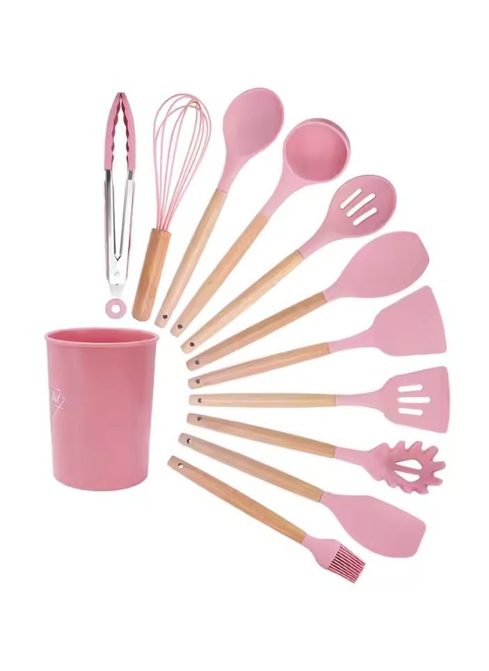 VIO 12Pcs Kitchen Utensil Set Silicone Cooking Utensils Kit Spatula Heat Resistant Wooden Spoons Gadgets Tool for Non Stick Cookware  - Image 1