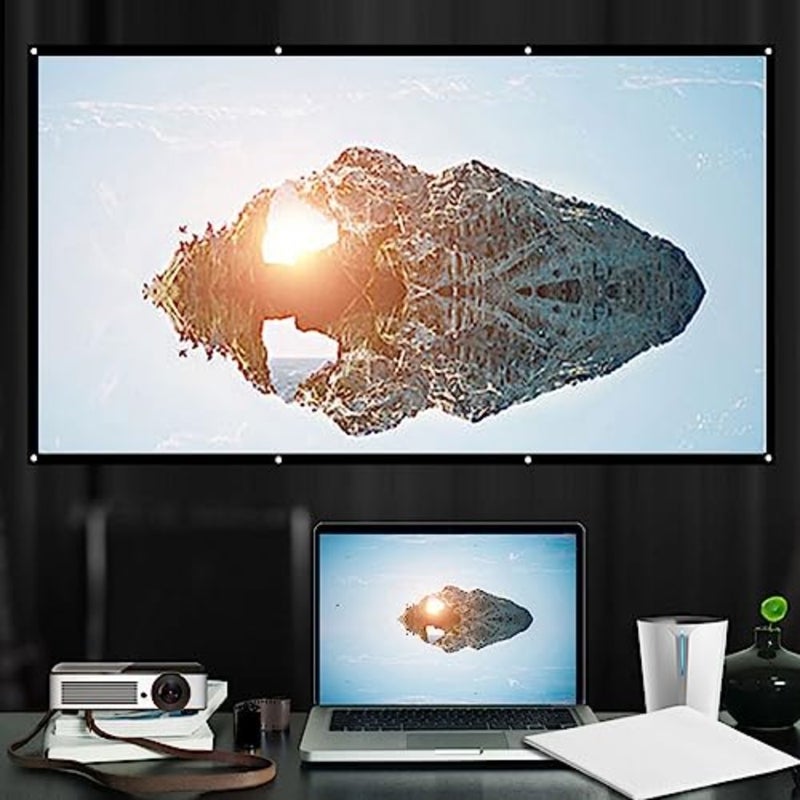 Portable Projector Screen 120 Inch 16:9 Outdoor Indoor Projection Screen Non Crease White Polyester Movie Screen for Home Theater and Camping 104.3 X 59.1in - Image 5