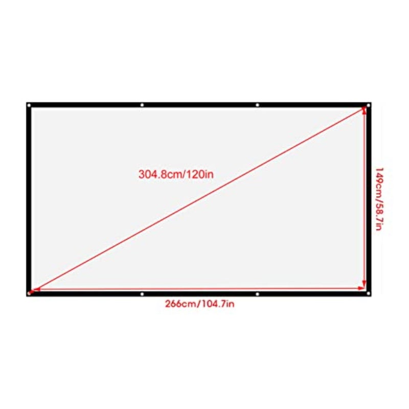 Portable Projector Screen 120 Inch 16:9 Outdoor Indoor Projection Screen Non Crease White Polyester Movie Screen for Home Theater and Camping 104.3 X 59.1in - Image 3