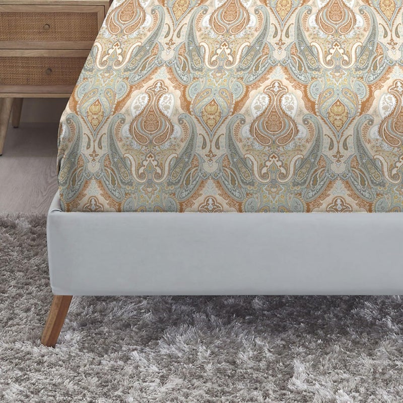 Trident Soft Comfort Fittedsheet for Double Bed, 210 TC 100% Cotton Elastic Fitted Bedsheet, Soft and Breathable, King Size Fitted Bedsheet with 2 Pillow Covers - Diana - Image 4