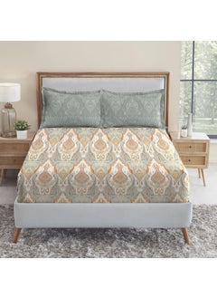 Trident Trident Soft Comfort Fittedsheet for Double Bed, 210 TC 100% Cotton Elastic Fitted Bedsheet, Soft and Breathable, King Size Fitted Bedsheet with 2 Pillow Covers - Diana  - Image 1