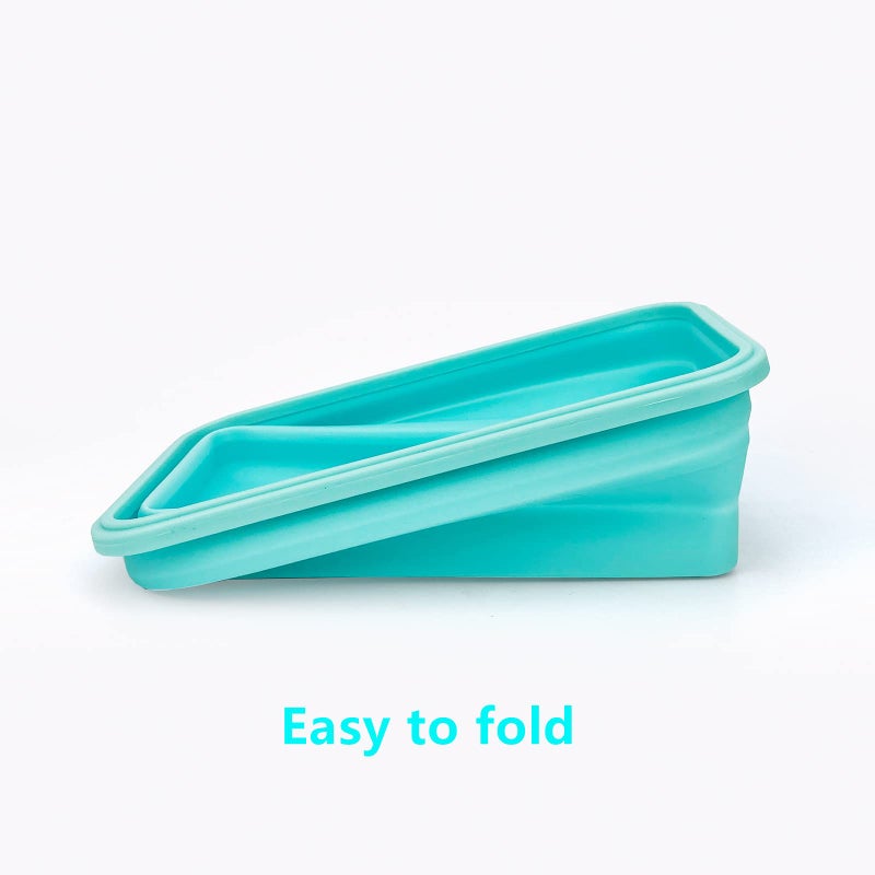 CARTINTS Large Collapsible Camping Food Containers  1200ml Silicone Lunch Container  Microwave Safe Reusable Meal Prep Container For Indoor&Outdoor Kitchen With Foldable Spoon  Blue - Image 5