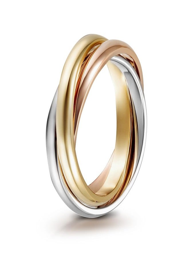 WISTIC Tricolor Criss Cross Stackable Rings for Women and Adult Non Tarnish, Trinity Interlocked Rolling Ring Statement Jewelry, Three Toned Stacking Ring, Size 8 - Image 1