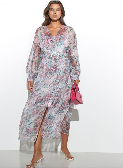 Floral Printed Belt Dress