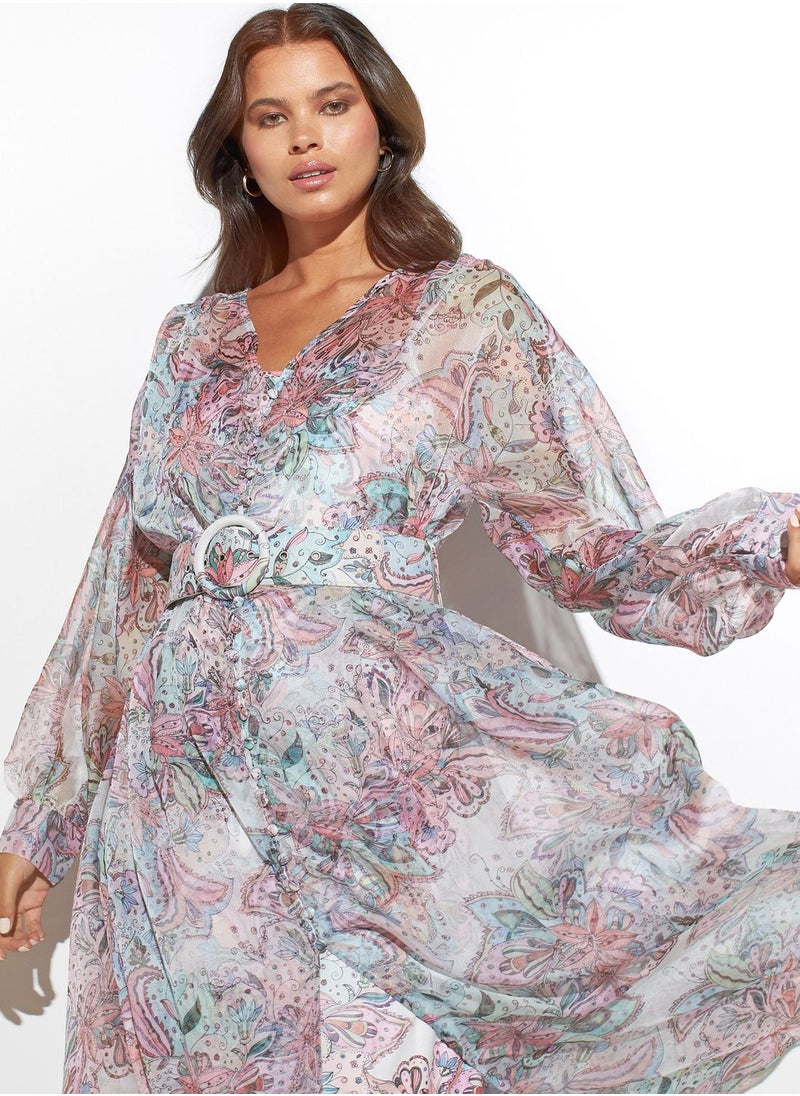 2Xtremz - Floral Printed Belt Dress - Image 1