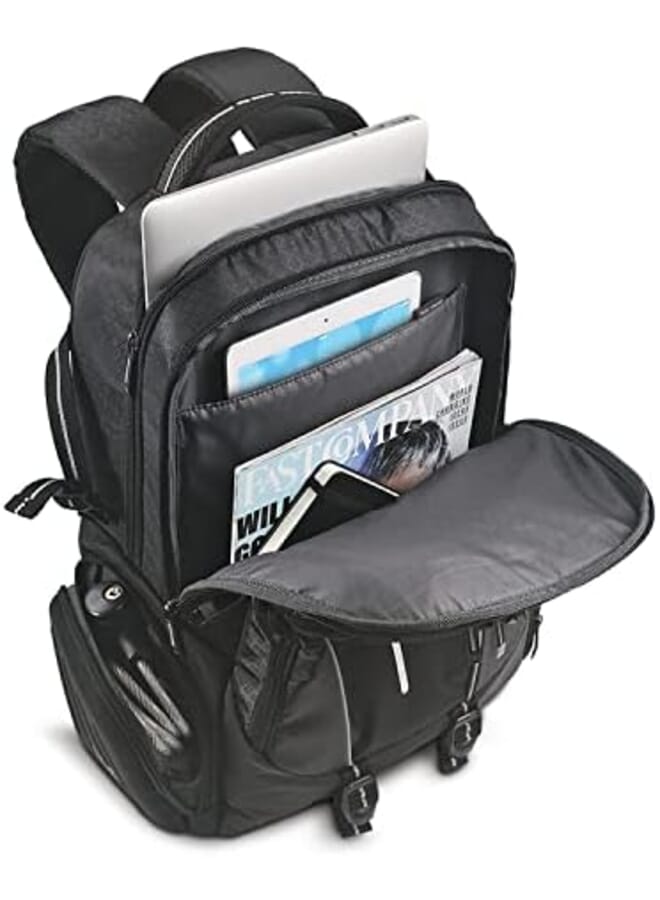 سولو حقيبة ظهر للكمبيوتر المحمول Rival مقاس 17.3 بوصة مع جيوب جانبية صلبة - Image 3