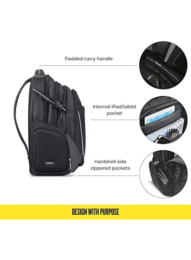 سولو حقيبة ظهر للكمبيوتر المحمول Rival مقاس 17.3 بوصة مع جيوب جانبية صلبة - Image 2