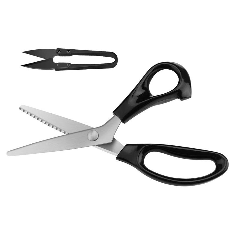 YAZEMKEL Pinking Shears for Fabric, Zig Zag Scissors, Ergonomic Grips, Ultra-Sharp, Professional Peaking Shears for Sewing, Craft, Dressmaking, 9 Inch, Black - Image 1