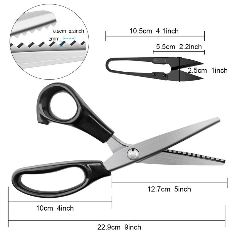 YAZEMKEL Pinking Shears for Fabric, Zig Zag Scissors, Ergonomic Grips, Ultra-Sharp, Professional Peaking Shears for Sewing, Craft, Dressmaking, 9 Inch, Black - Image 3