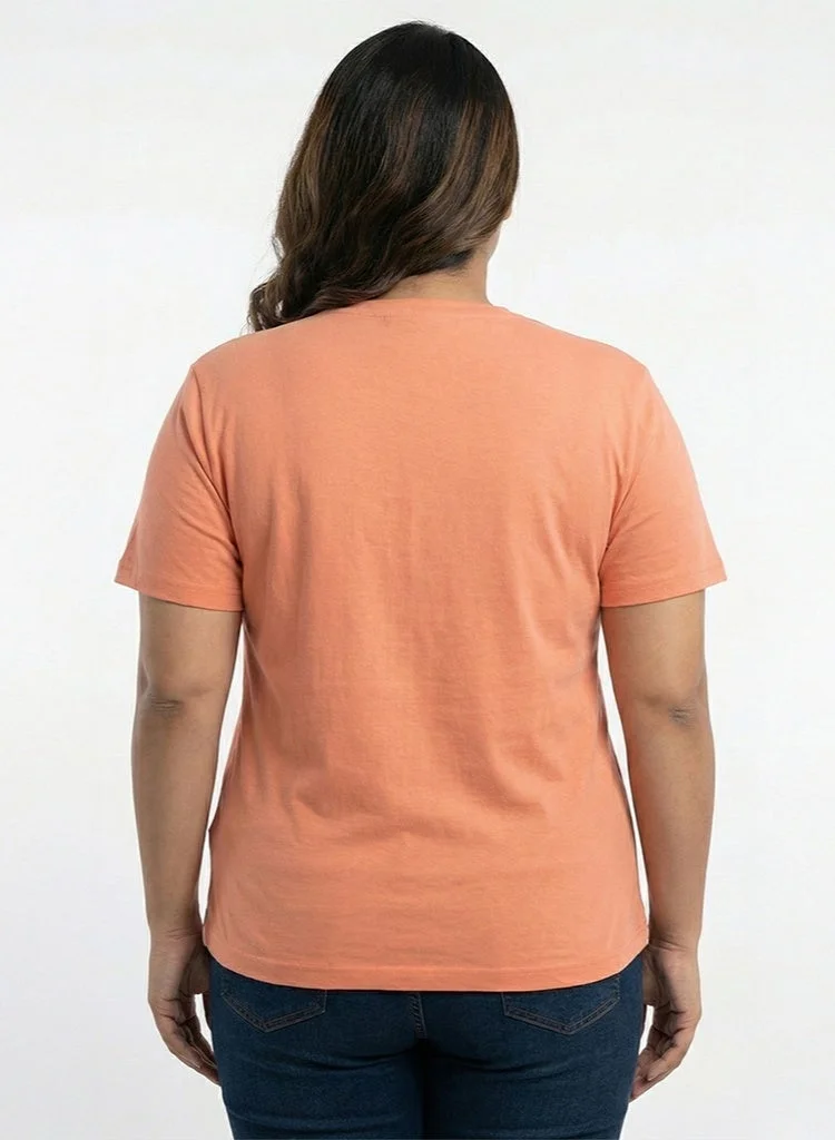 لعب البولو تيشيرت نسائي برسومات برتقالي