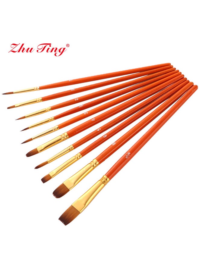 ZhuTing New 10 Two-color Nylon Wool Watercolor Pen Set Environmentally Friendly Transparent Mahomwood Pole Pigment Brush - Image 1