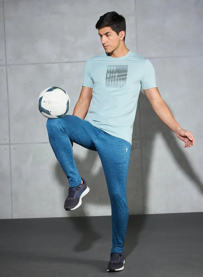 Technosport Blue Technosport Men Printed Slim Fit Crew Neck T-Shirt for Men | Best Price UAE
