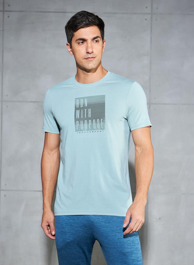 Technosport Men Printed Slim Fit Crew Neck T-Shirt - Image 1