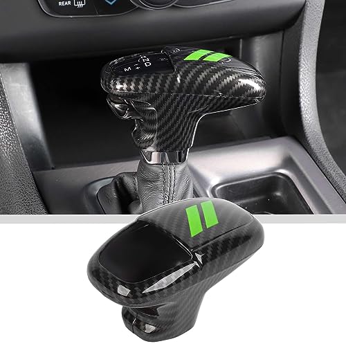JWWY Gear Shift Shifter Knobs Gear Selector Gear Lever Gearstick Knob Cover Trim for 20152026 Dodge Challenger Charger 20182026 Durango Interior Accessories Green Carbon Fiber 3pcs - Image 1