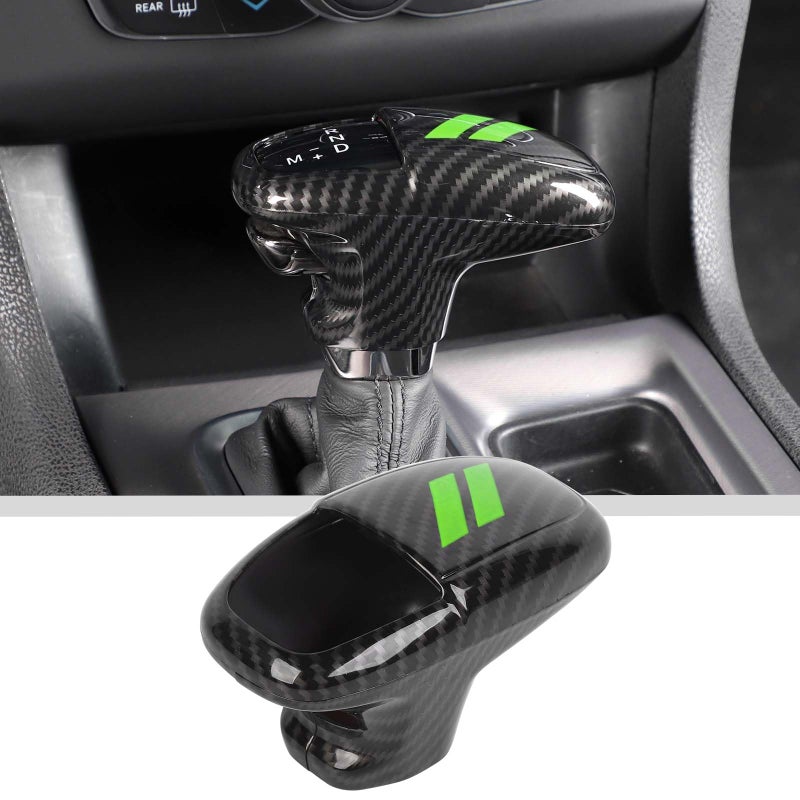 JWWY Gear Shift Shifter Knobs Gear Selector Gear Lever Gearstick Knob Cover Trim for 20152026 Dodge Challenger Charger 20182026 Durango Interior Accessories Green Carbon Fiber 3pcs - Image 2