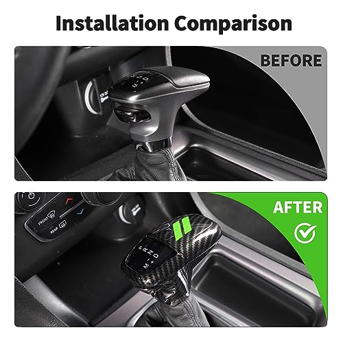 JWWY Gear Shift Shifter Knobs Gear Selector Gear Lever Gearstick Knob Cover Trim for 20152026 Dodge Challenger Charger 20182026 Durango Interior Accessories Green Carbon Fiber 3pcs - Image 3