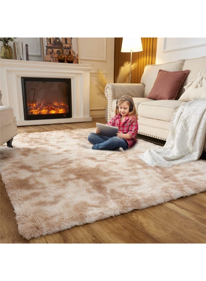 LIODUX Ultra Soft Modern Area Rugs, Indoor Fluffy Living Room Carpets, Non-Slip Bedroom Home Decor Rug, Washable Furry Throw Rugs for Kids Room Decoration (Beige, 200x400CM) - Image 1