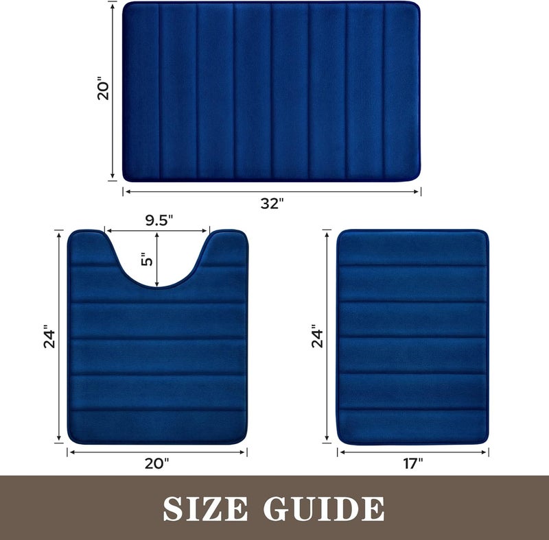 BYSURE 3 Piece Memory Foam Bath Rug Bathroom Mat Carpet Sets Non Slip Extra Absorbent Shaggy Soft Washable - Image 2