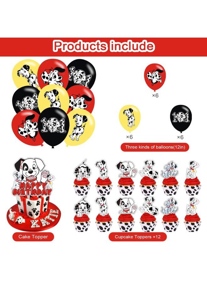 PINUO 101 Dogs Birthday Party Supplies: Cake Caps, Cupcake Caps, Flags, Latex Balloons in Mixed Colors - Image 3