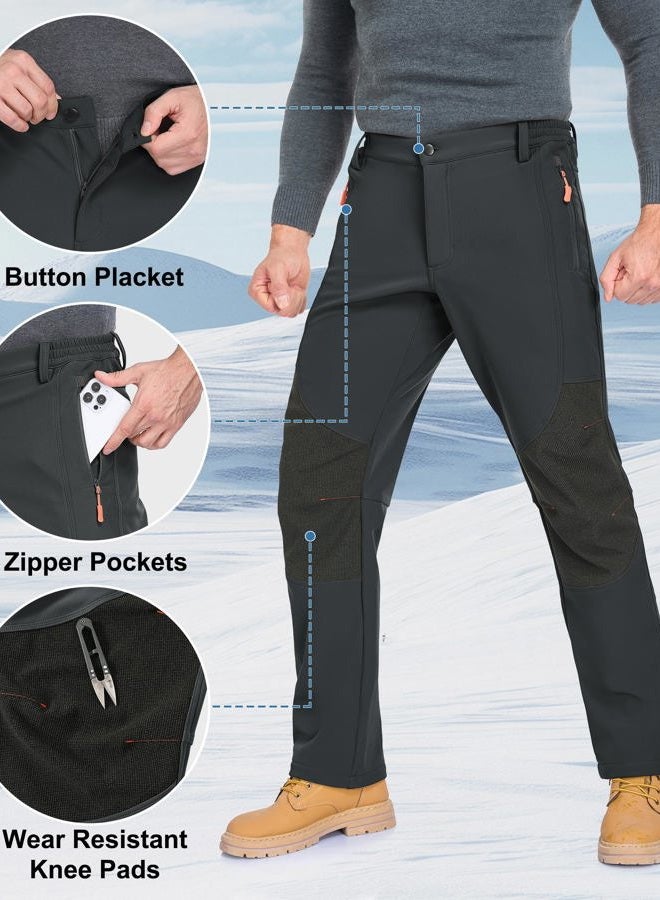 Zoofly Mens Winter Snow Pants Waterproof Thermal Fleece Lined Hiking Pants with Zip Pockets Grey - Image 4