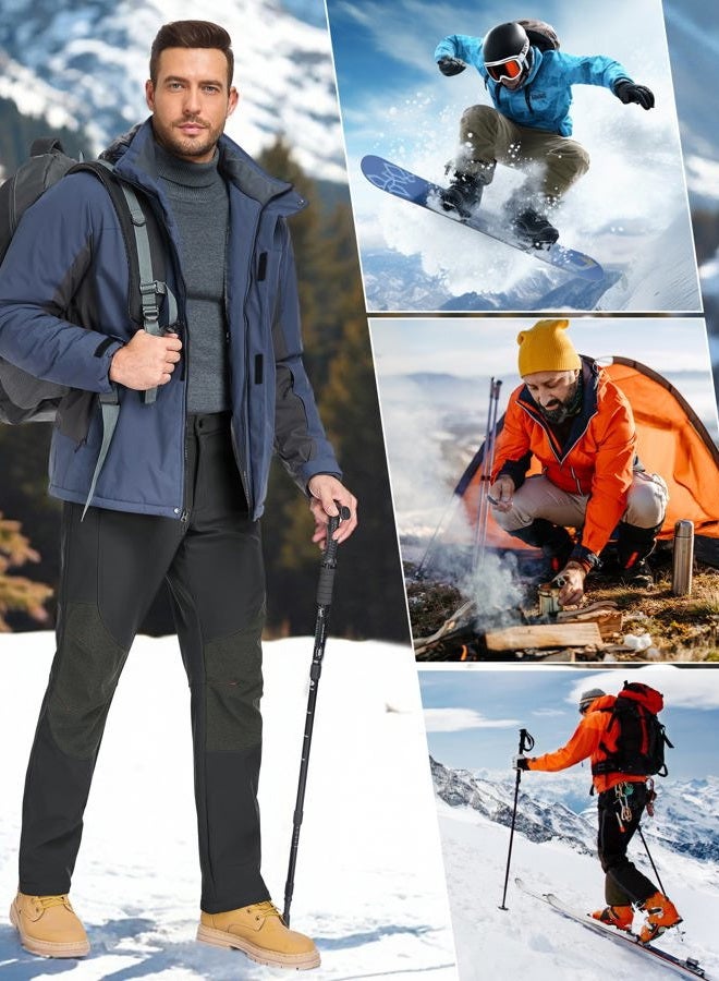 Zoofly Mens Winter Snow Pants Waterproof Thermal Fleece Lined Hiking Pants with Zip Pockets Grey - Image 2