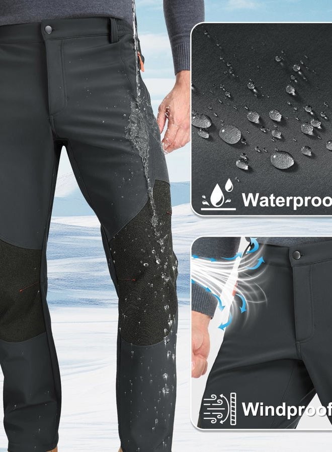 Zoofly Mens Winter Snow Pants Waterproof Thermal Fleece Lined Hiking Pants with Zip Pockets Grey - Image 3