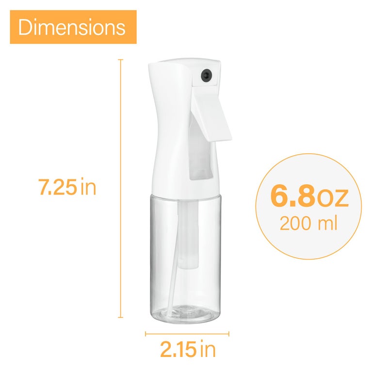 Super 2 Pack Continuous Spray Bottles - Ultra Fine Mist Sprayer | Water Spray Bottle For Hair Mister Spray Bottle | Hair Spray Bottles For Hairstyling, Cleaning, Salons - 2pk 6.8 OZ / 200 ML - Image 4