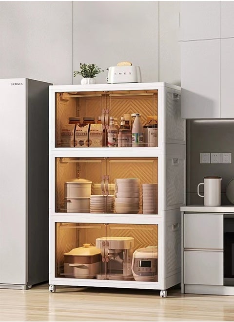 3 Tier Kitchen Organization Cabinet 3 Layer Foldable Plastic Storage Drawer, Drawer Unit, Box, Plastic Organizing Cupboard 55x35x88cm Extra Large