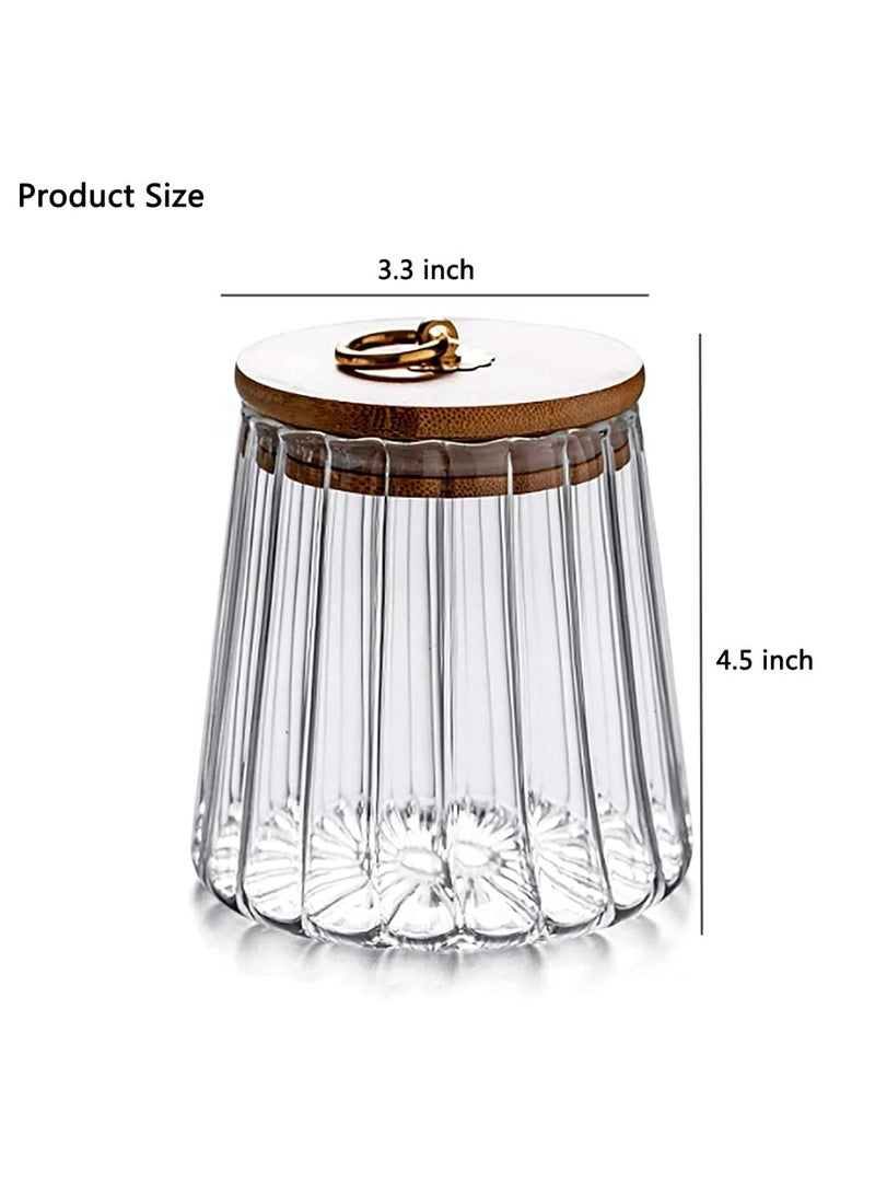 Luckam Glass Jars, 650ml Coffee Nuts Canister Airtight Storage Jar Petal Decorative Container with Bamboo Lid Metal Handle Easy to Grasp - Image 5