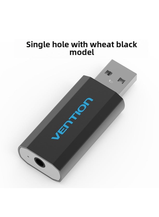 Vention Computer Sound Card Usb To 3.5mm Audio Interface To Earphone Microphone Earphone Adapter-Color:Single Hole With Wheat Black  - Image 1