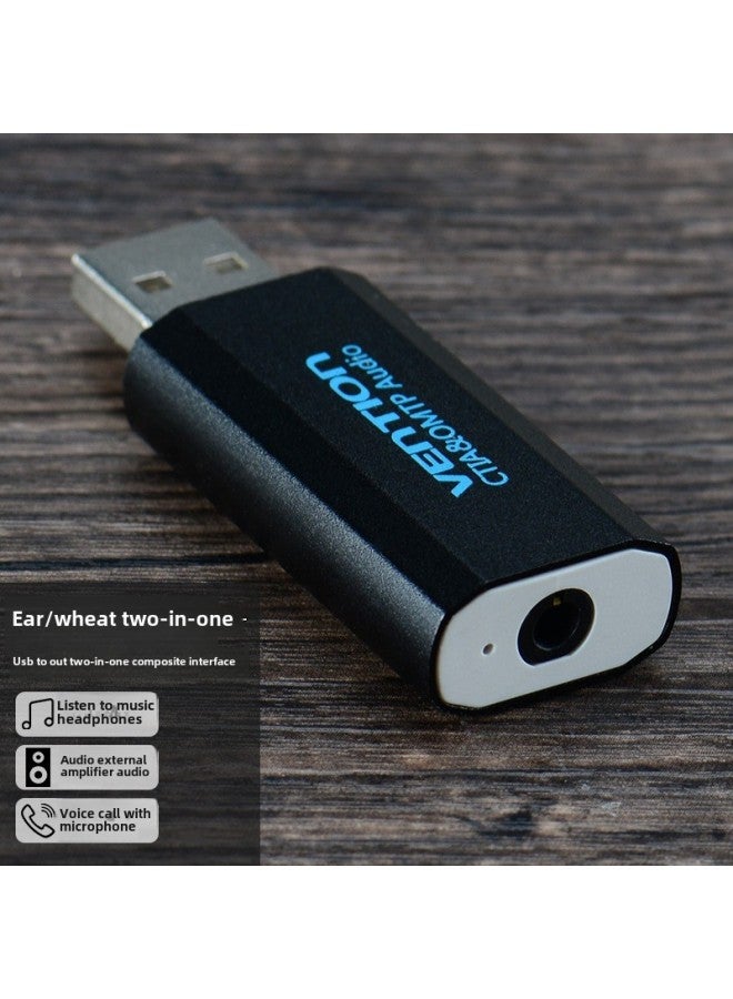 Vention Computer Sound Card Usb To 3.5mm Audio Interface To Earphone Microphone Earphone Adapter-Color:Single Hole With Wheat Black  - Image 4