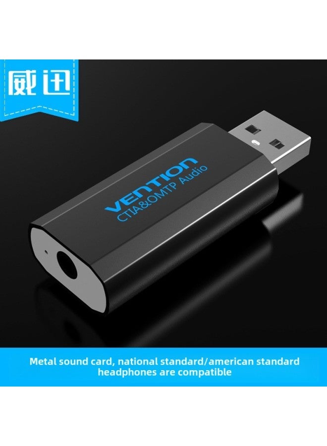 Vention Computer Sound Card Usb To 3.5mm Audio Interface To Earphone Microphone Earphone Adapter-Color:Single Hole With Wheat Black  - Image 3