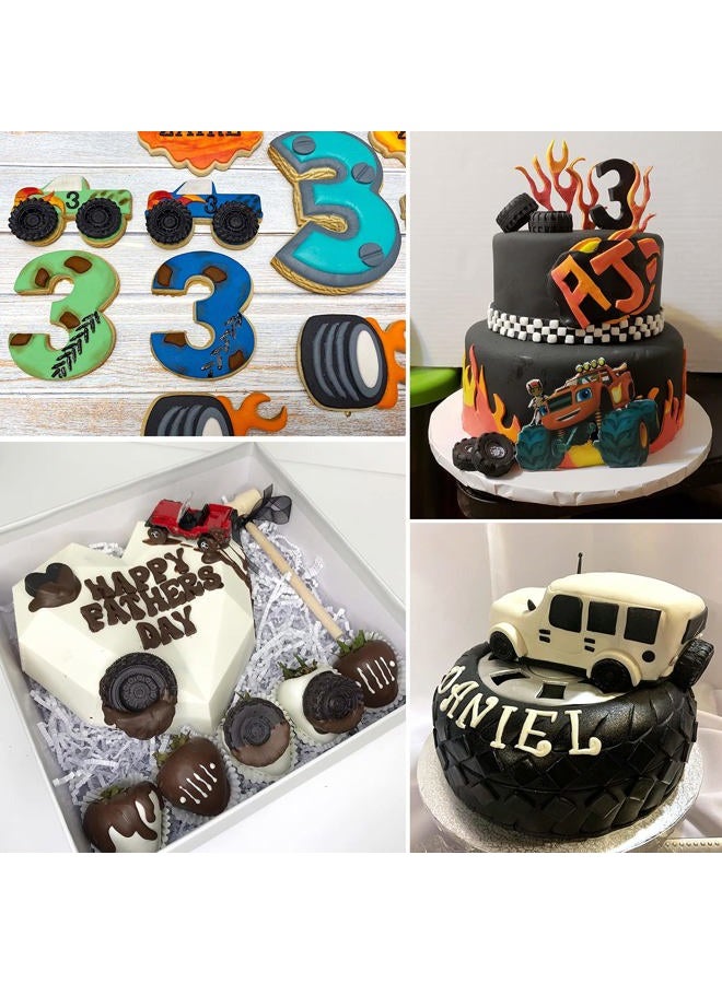 Mity Rain 3D Round Tire Fondant Mold-Truck Wheel Shape Silicone Mold for Sugarcraft Cake Decoration, Chocolate, Candy, Polymer Clay, Soap, Jelly etc-Set of 4 - Image 2